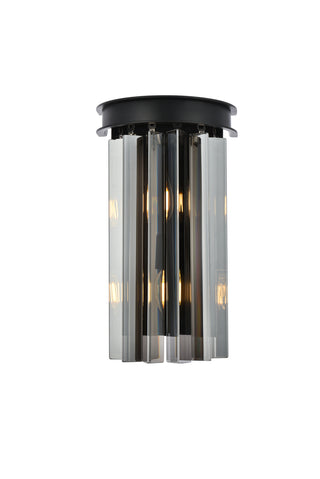 Sydney 2 light Matte Black Wall Sconce Silver Shade (Grey) Royal Cut Crystal