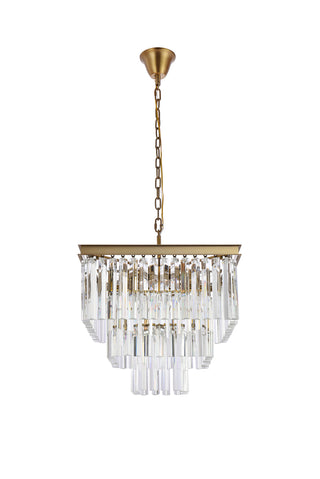 Sydney 21.5 inch square crystal chandelier in satin gold