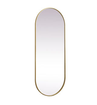 Metal Frame Oval Mirror 24x60 Inch in Brass