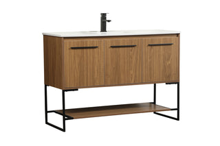 48 inch Single bathroom vanity in walnut brown