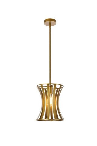 Lily 1 light pendant in brass