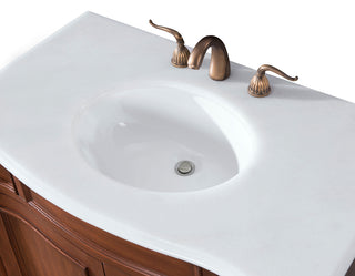 36 inch Single Bathroom vanity in brown with ivory white engineered marble