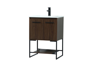 24 inch Single bathroom vanity in walnut