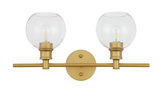 Collier 2 light Brass and Clear glass Wall sconce