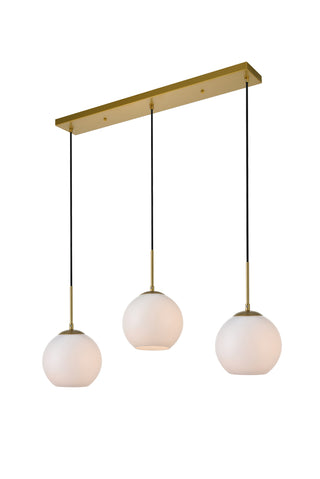 Baxter 3 Lights Brass Pendant With Frosted White Glass