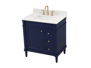 32 inch Single bathroom vanity in blue with backsplash