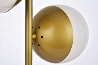 Eclipse 2 Lights Brass Table Lamp With Frosted White Glass