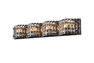 Ollie 4 light bath sconce in black with clear crystals