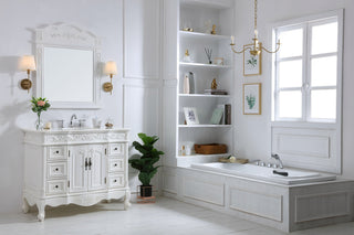 42 inch Single Bathroom vanity in antique white with ivory white engineered marble