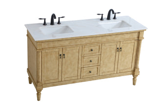 60 inch Double Bathroom Vanity in Antique Beige