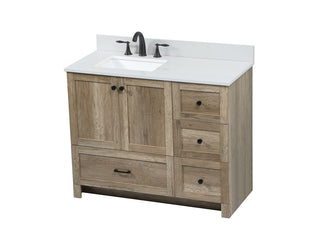 42 inch Single bathroom vanity in natural oak with backsplash