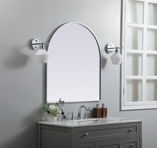 Metal Frame Arch Mirror 33x36 Inch in Silver