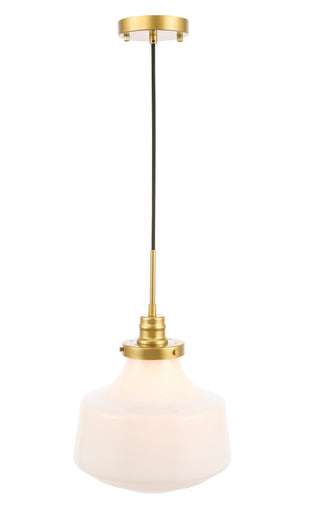 Lyle 1 light Brass and frosted white glass pendant