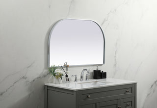 Metal Frame Arch Mirror 39x24 Inch in Silver