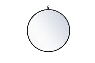 Metal frame round mirror with decorative hook 21 inch in Black