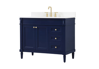 42 inch Single bathroom vanity in blue with backsplash