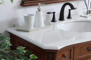 42 inch Single Bathroom vanity in Teak with ivory white engineered marble