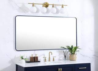 Soft corner metal rectangular mirror 30x60 inch in Blue