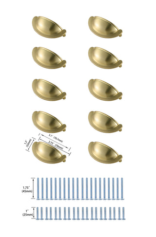 Claude 2-3/4" Center to Center Brushed Gold Cup Bar Pull Multipack (set of 10)