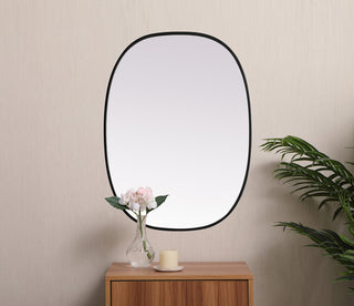 Metal Frame Oval Mirror 27x36 Inch in Black