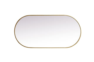 Metal Frame Oval Mirror 24x48 Inch in Brass