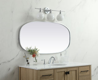 Metal Frame Oval Mirror 24x48 Inch in Silver