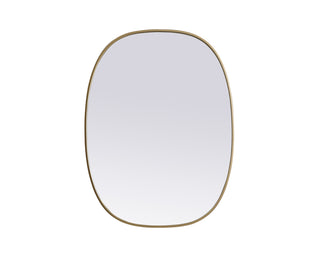 Metal Frame Oval Mirror 30x40 Inch in Brass