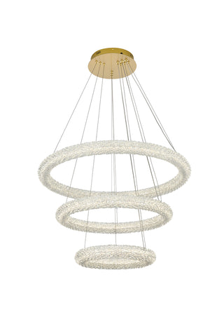 Bowen 32 inch Adjustable LED Chandelier in Satin Gold