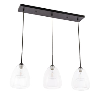 Kason 3 light Black and Clear glass pendant