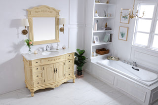 48 inch Single Bathroom vanity in light antique beige with ivory white engineered marble