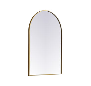 Metal Frame Arch Mirror 27x40 Inch in Brass