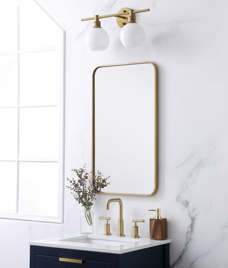 Soft corner metal rectangular mirror 18x30 inch in Brass