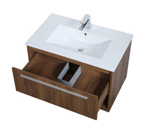 30 inch  Single Bathroom Floating Vanity in Walnut Brown