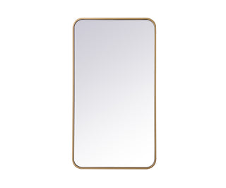 Soft corner metal rectangular mirror 20x36 inch in Brass