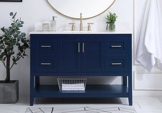 48 inch Single Bathroom Vanity in Blue with Backsplash