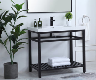 36 inch Single Bathroom Metal Vanity in Black