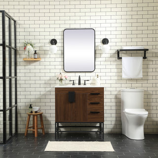 32 inch Single bathroom vanity in walnut