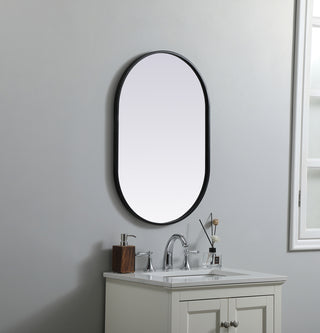 Metal Frame Oval Mirror 20x30 Inch in Black