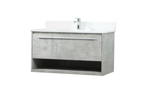 36 inch Single bathroom vanity in concrete grey with backsplash