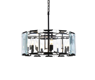 Monaco 6 light Flat Black (Matte) Chandelier Clear Glass Crystal