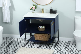 36 inch Single bathroom vanity in blue