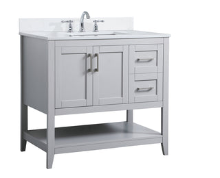 36 inch Single Bathroom Vanity in Grey with Backsplash