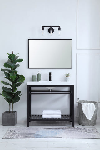 36 inch Single Bathroom Metal Vanity in Black