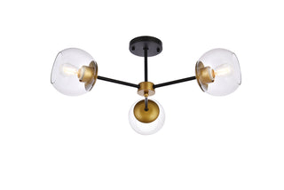 Briggs 26 inch flush mount in black and brass with clear shade