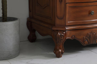 60 inch Single Bathroom vanity in Teak with ivory white engineered marble