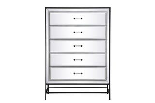 34 inch mirrored 5 drawers chest in black