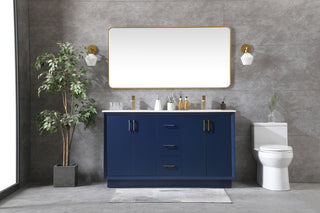 60 Inch Double Bathroom Vanity In Blue