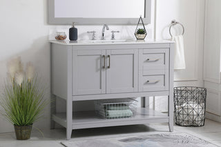 42 inch Single Bathroom Vanity in Grey with Backsplash