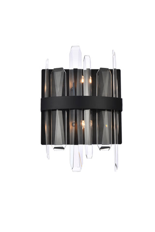 Serena 8 inch crystal bath sconce in black