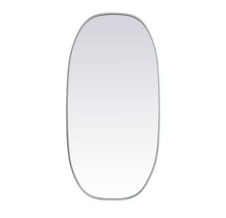 Metal Frame Oval Mirror 24x48 Inch in Silver